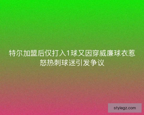 特尔加盟后仅打入1球又因穿威廉球衣惹怒热刺球迷引发争议